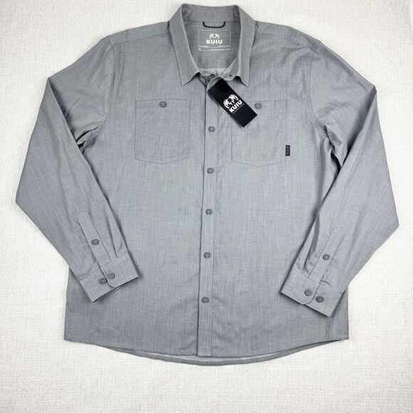 KUIU Terrace Shirt Men's XL Long Sleeve Gray Chambray Hunting Lightweight NWT - Picture 1 of 16